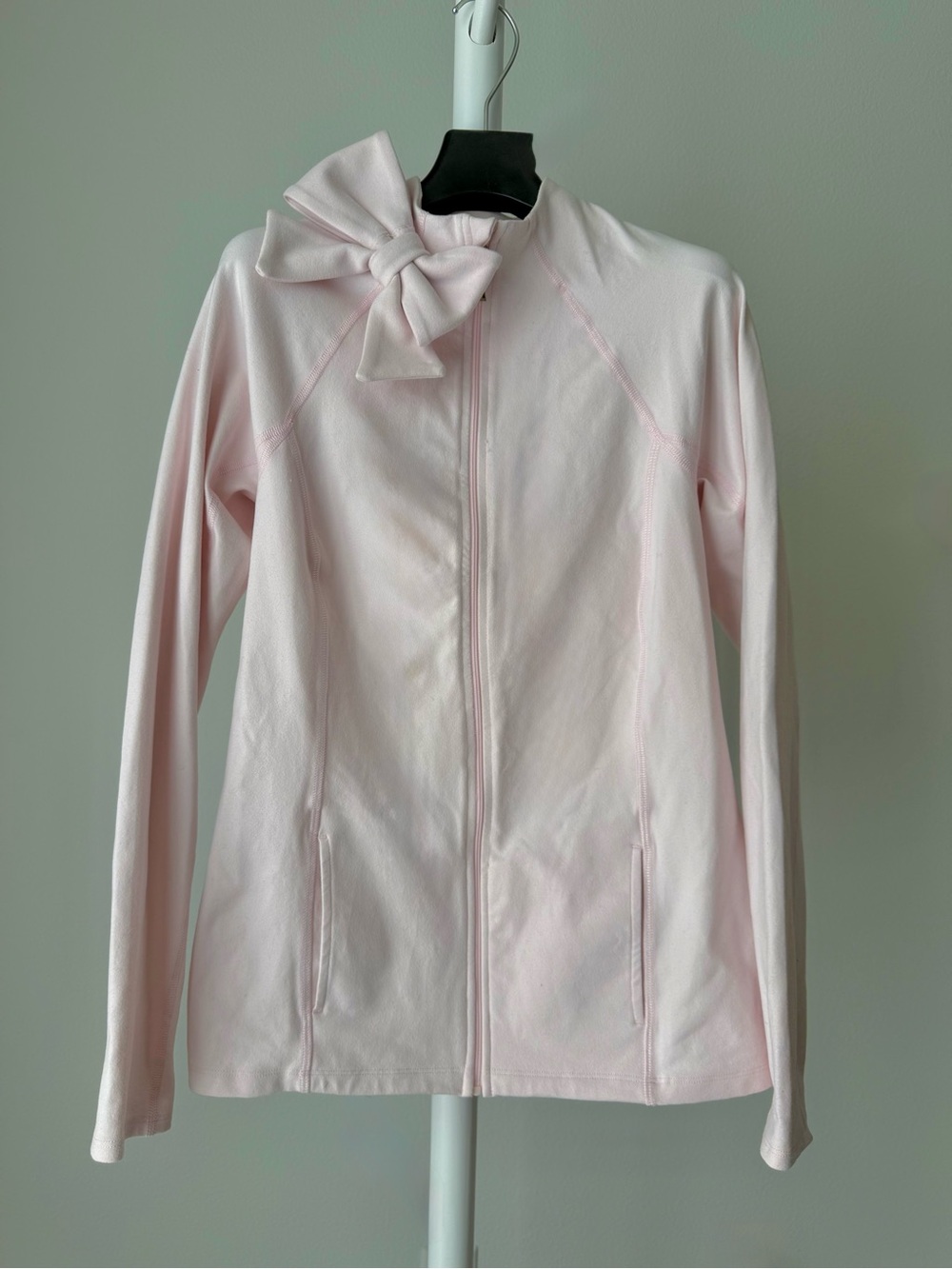 kate spade Pale Pink Bow-Accent Zip Beyond Yoga Jacket